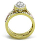 MATK2129 - Two-Tone IP Gold (Ion Plating) Stainless Steel Ring with AAA Grade CZ  in Clear