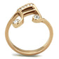 MATK2130 - IP Rose Gold(Ion Plating) Stainless Steel Ring with Top Grade Crystal  in Clear
