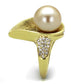 MATK2131 - IP Gold(Ion Plating) Stainless Steel Ring with Synthetic Pearl in Champagne