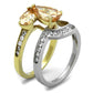 MATK2132 - Two-Tone IP Gold (Ion Plating) Stainless Steel Ring with AAA Grade CZ  in Champagne