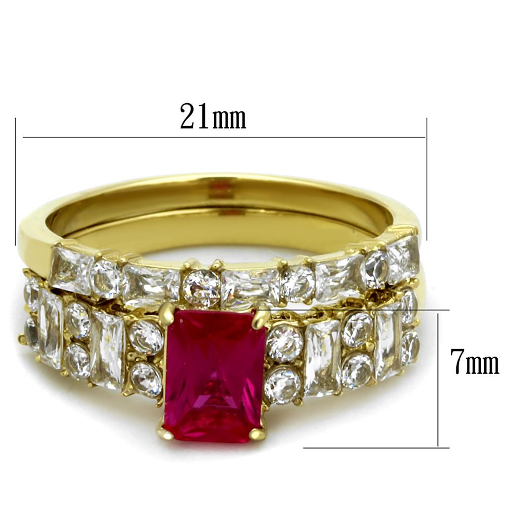 MATK2134 - IP Gold(Ion Plating) Stainless Steel Ring with AAA Grade CZ  in Ruby