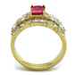 MATK2134 - IP Gold(Ion Plating) Stainless Steel Ring with AAA Grade CZ  in Ruby