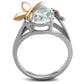 MATK2135 - Two-Tone IP Rose Gold Stainless Steel Ring with AAA Grade CZ  in Clear