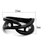 MATK2137 - IP Black(Ion Plating) Stainless Steel Ring with Top Grade Crystal  in Clear