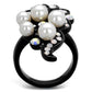 MATK2138 - IP Black(Ion Plating) Stainless Steel Ring with Synthetic Pearl in Light Rose