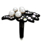 MATK2138 - IP Black(Ion Plating) Stainless Steel Ring with Synthetic Pearl in Light Rose