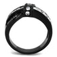 MATK2139 - IP Black(Ion Plating) Stainless Steel Ring with AAA Grade CZ  in Clear