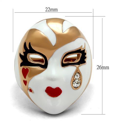 MATK2143 - IP Rose Gold(Ion Plating) Stainless Steel Ring with Top Grade Crystal  in Clear