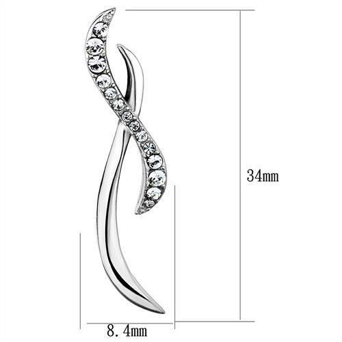 MATK2146 - High polished (no plating) Stainless Steel Earrings with Top Grade Crystal  in Clear