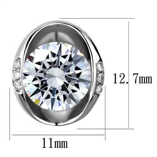 MATK2149 - High polished (no plating) Stainless Steel Earrings with AAA Grade CZ  in Clear