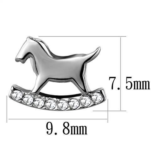 MATK2153 - High polished (no plating) Stainless Steel Earrings with Top Grade Crystal  in Clear