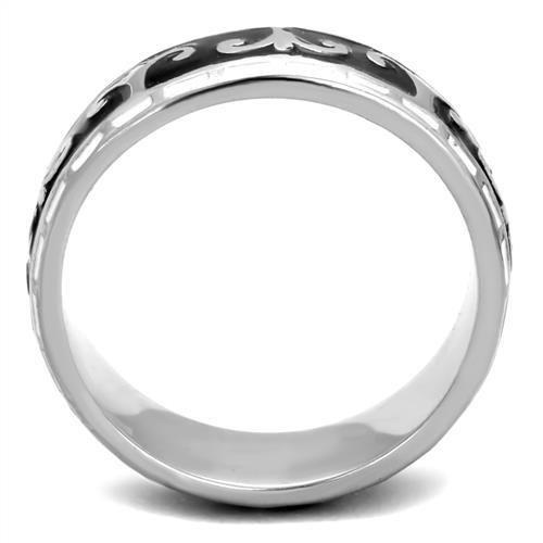 MATK2154 - High polished (no plating) Stainless Steel Ring with Epoxy  in Jet