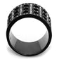 MATK2155 - IP Black(Ion Plating) Stainless Steel Ring with Top Grade Crystal  in Black Diamond
