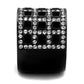 MATK2155 - IP Black(Ion Plating) Stainless Steel Ring with Top Grade Crystal  in Black Diamond