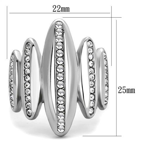 MATK2156 - High polished (no plating) Stainless Steel Ring with Top Grade Crystal  in Clear