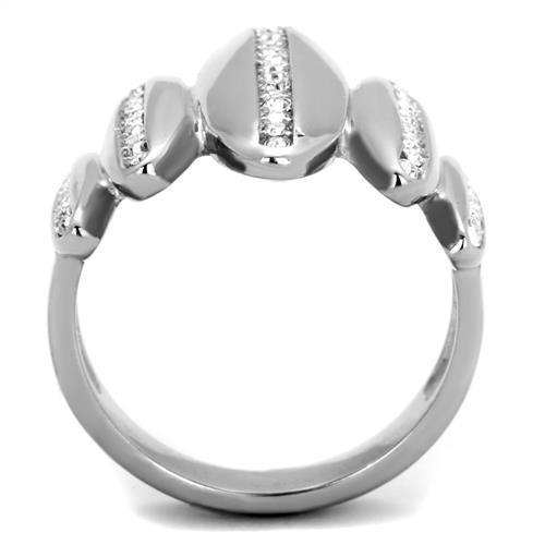 MATK2156 - High polished (no plating) Stainless Steel Ring with Top Grade Crystal  in Clear