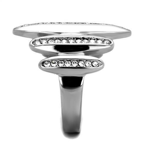 MATK2156 - High polished (no plating) Stainless Steel Ring with Top Grade Crystal  in Clear
