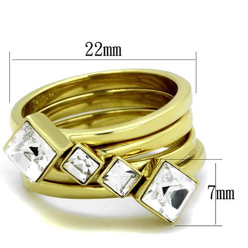 MATK2158 - IP Gold(Ion Plating) Stainless Steel Ring with Top Grade Crystal  in Clear