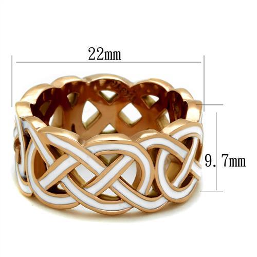 MATK2159 - IP Rose Gold(Ion Plating) Stainless Steel Ring with Epoxy  in White