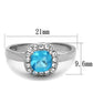 MATK2161 - High polished (no plating) Stainless Steel Ring with Synthetic Synthetic Glass in Sea Blue