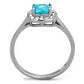 MATK2161 - High polished (no plating) Stainless Steel Ring with Synthetic Synthetic Glass in Sea Blue