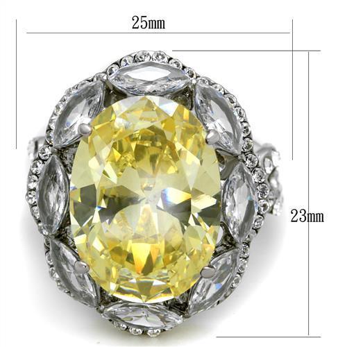 MATK2162 - High polished (no plating) Stainless Steel Ring with AAA Grade CZ  in Citrine Yellow