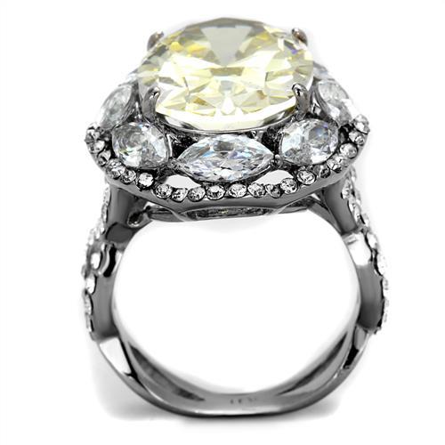 MATK2162 - High polished (no plating) Stainless Steel Ring with AAA Grade CZ  in Citrine Yellow