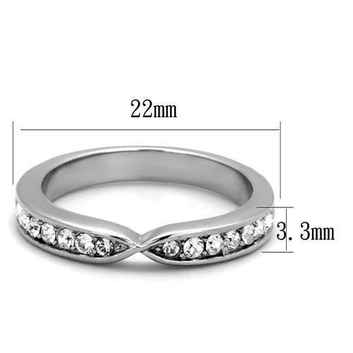 MATK2163 - High polished (no plating) Stainless Steel Ring with Top Grade Crystal  in Clear