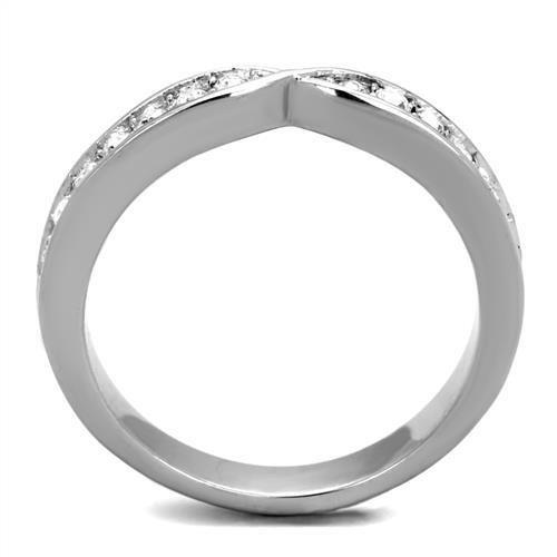 MATK2163 - High polished (no plating) Stainless Steel Ring with Top Grade Crystal  in Clear