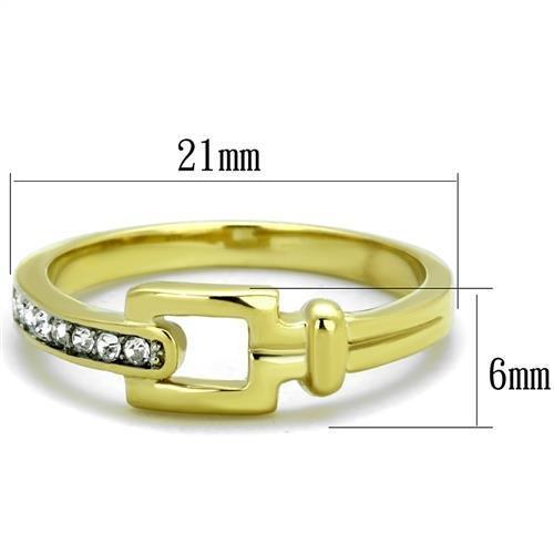 MATK2164 - Two-Tone IP Gold (Ion Plating) Stainless Steel Ring with Top Grade Crystal  in Clear