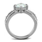MATK2165 - High polished (no plating) Stainless Steel Ring with AAA Grade CZ  in Clear