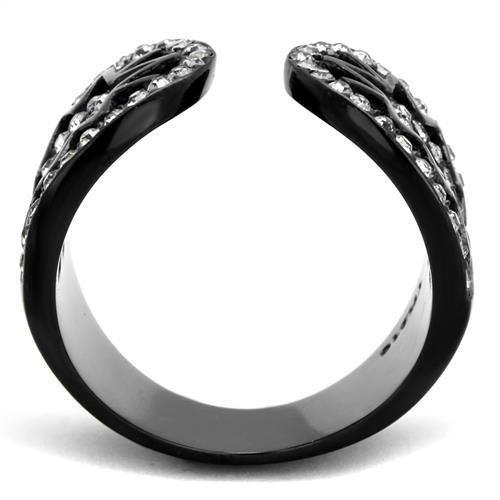 MATK2166 - IP Black(Ion Plating) Stainless Steel Ring with Top Grade Crystal  in Black Diamond