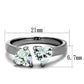 MATK2167 - High polished (no plating) Stainless Steel Ring with AAA Grade CZ  in Clear