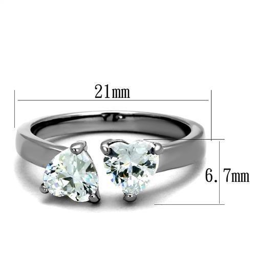 MATK2167 - High polished (no plating) Stainless Steel Ring with AAA Grade CZ  in Clear