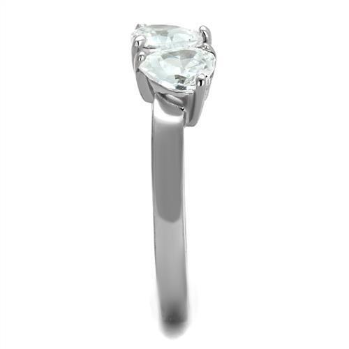 MATK2167 - High polished (no plating) Stainless Steel Ring with AAA Grade CZ  in Clear