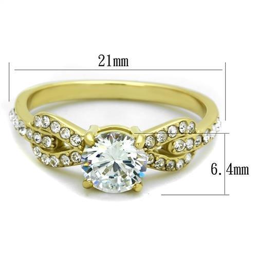 MATK2168 - IP Gold(Ion Plating) Stainless Steel Ring with AAA Grade CZ  in Clear
