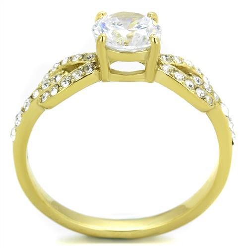 MATK2168 - IP Gold(Ion Plating) Stainless Steel Ring with AAA Grade CZ  in Clear