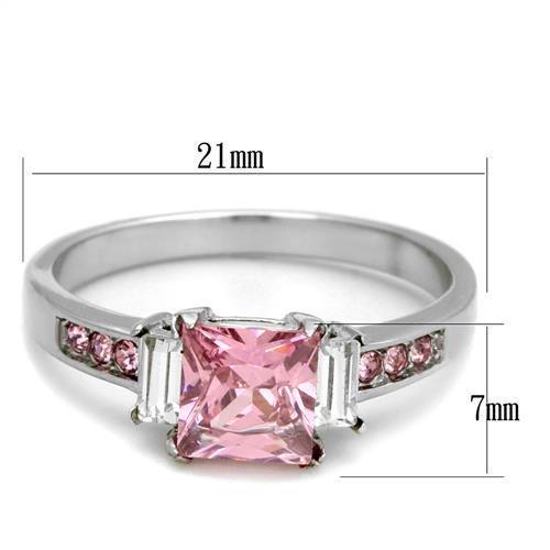 MATK2169 - High polished (no plating) Stainless Steel Ring with AAA Grade CZ  in Rose