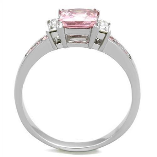MATK2169 - High polished (no plating) Stainless Steel Ring with AAA Grade CZ  in Rose