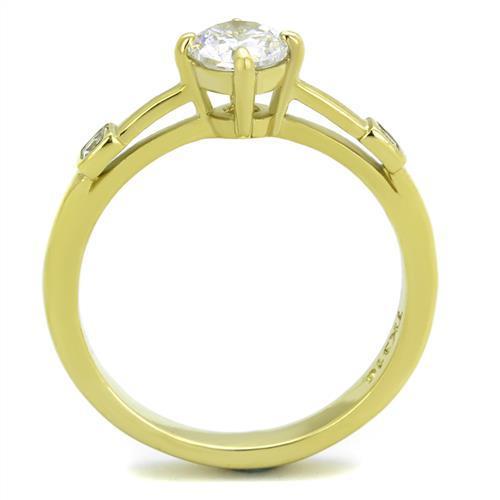 MATK2170 - IP Gold(Ion Plating) Stainless Steel Ring with AAA Grade CZ  in Clear