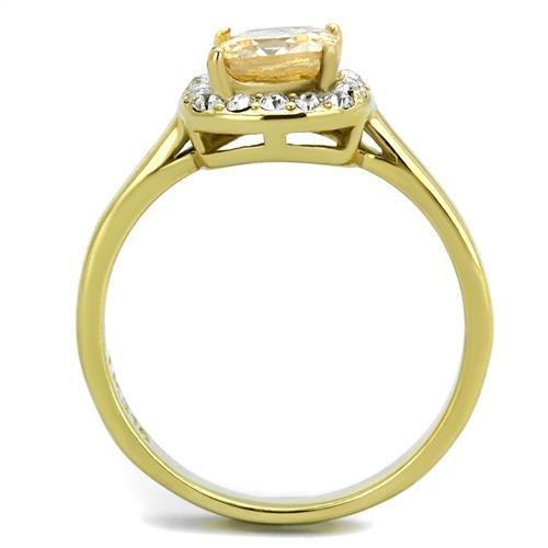 MATK2173 - IP Gold(Ion Plating) Stainless Steel Ring with AAA Grade CZ  in Champagne