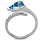 MATK2174 - High polished (no plating) Stainless Steel Ring with Top Grade Crystal  in Sea Blue