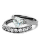 MATK2176 - High polished (no plating) Stainless Steel Ring with AAA Grade CZ  in Clear