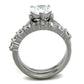 MATK2176 - High polished (no plating) Stainless Steel Ring with AAA Grade CZ  in Clear