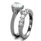 MATK2176 - High polished (no plating) Stainless Steel Ring with AAA Grade CZ  in Clear