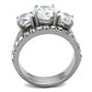 MATK2177 - High polished (no plating) Stainless Steel Ring with AAA Grade CZ  in Clear