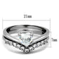 MATK2178 - High polished (no plating) Stainless Steel Ring with AAA Grade CZ  in Clear