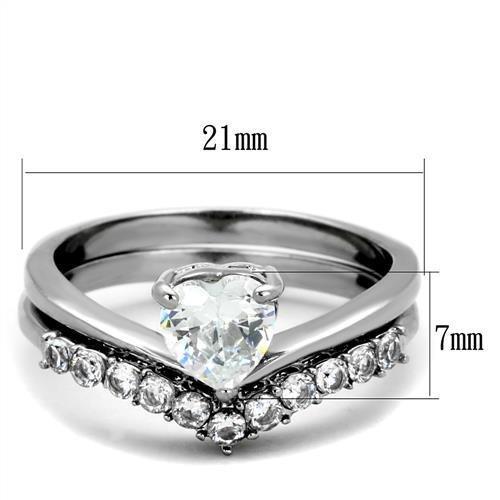 MATK2178 - High polished (no plating) Stainless Steel Ring with AAA Grade CZ  in Clear