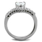 MATK2178 - High polished (no plating) Stainless Steel Ring with AAA Grade CZ  in Clear