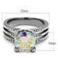 MATK2179 - High polished (no plating) Stainless Steel Ring with AAA Grade CZ  in White AB